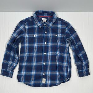 Carter's Navy and White Plaid Button Down Shirt - Size 7